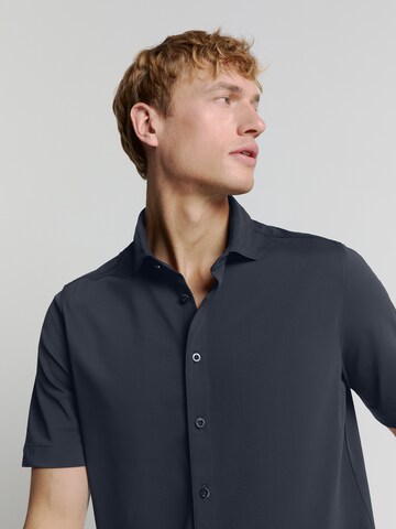No Excess Regular Fit Hemd in Blau