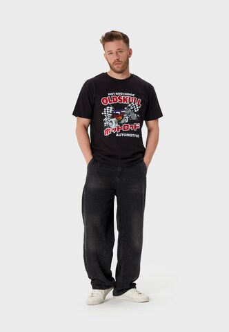 Oldskull Shirt 'Rtrip Moto Skull' in Zwart