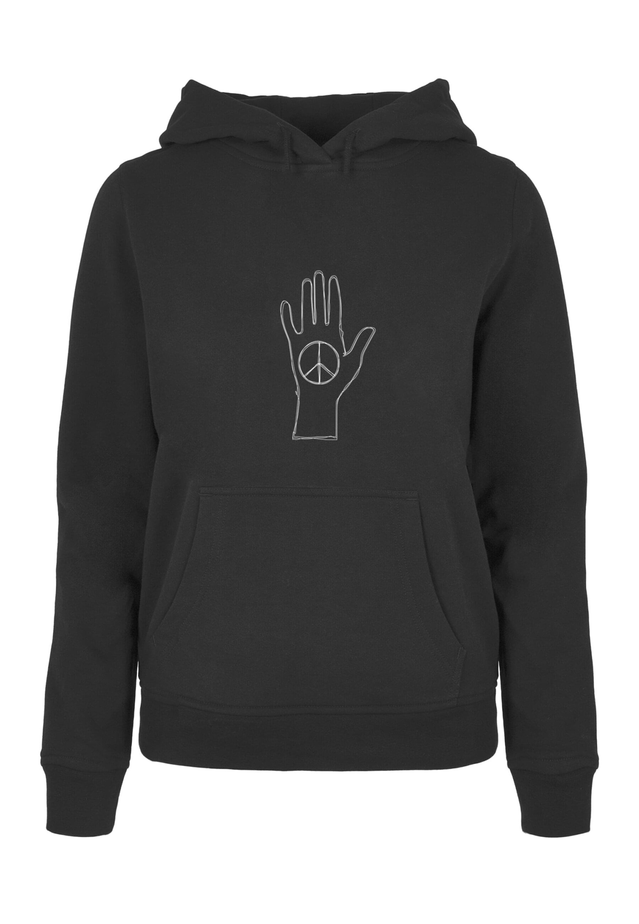 Sweat-shirt 'Peace - Scribble Hand' Merchcode en noir : devant