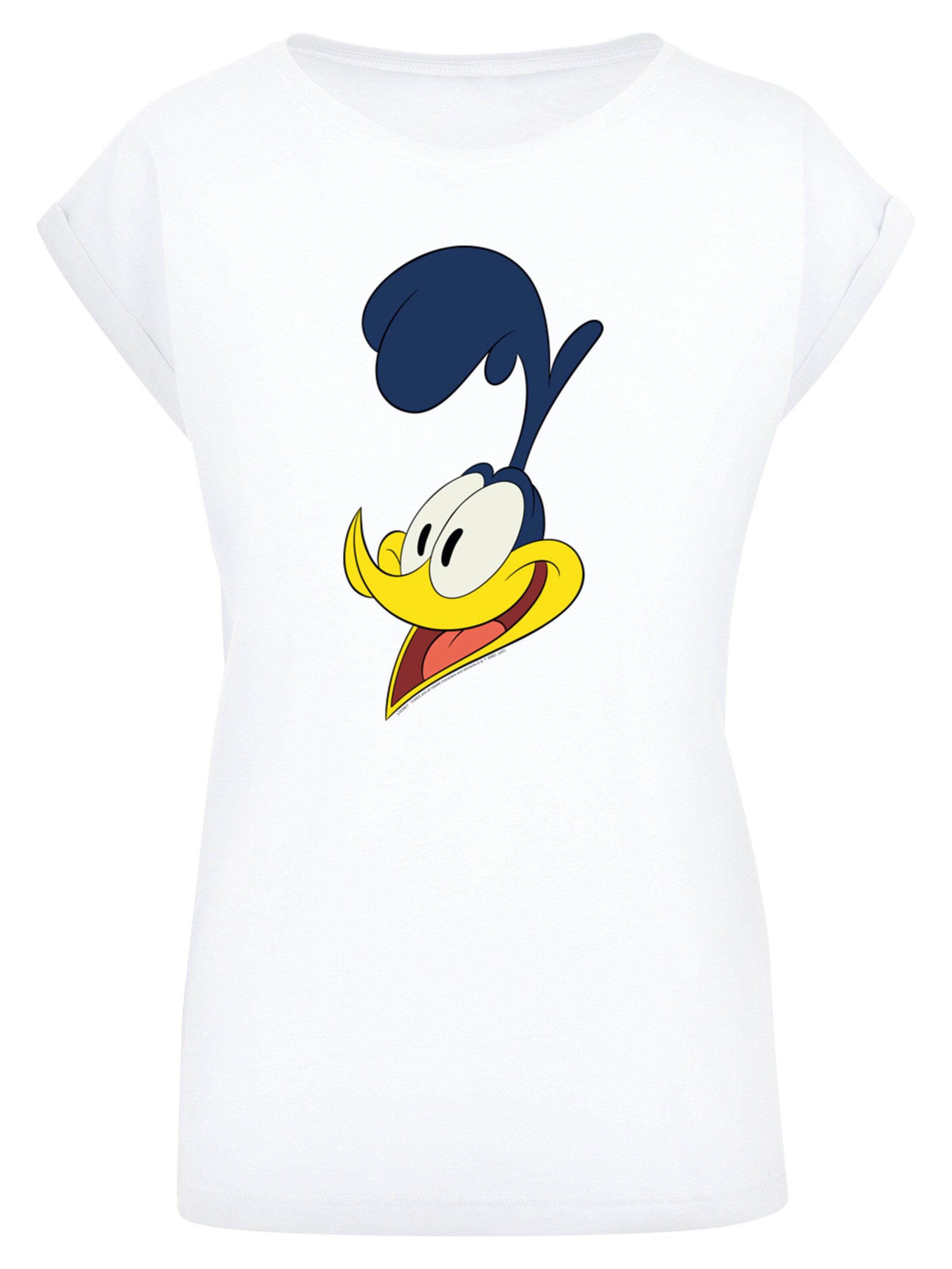F4NT4STIC Shirt 'Looney Tunes Road Runner Face' in de kleur Navy / Geel / Wit, Productweergave