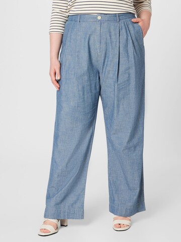 Lauren Ralph Lauren Plus Wide leg Pleat-front trousers 'JOIREYDA' in Blue: front