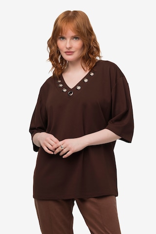 T-shirt Ulla Popken en marron : devant