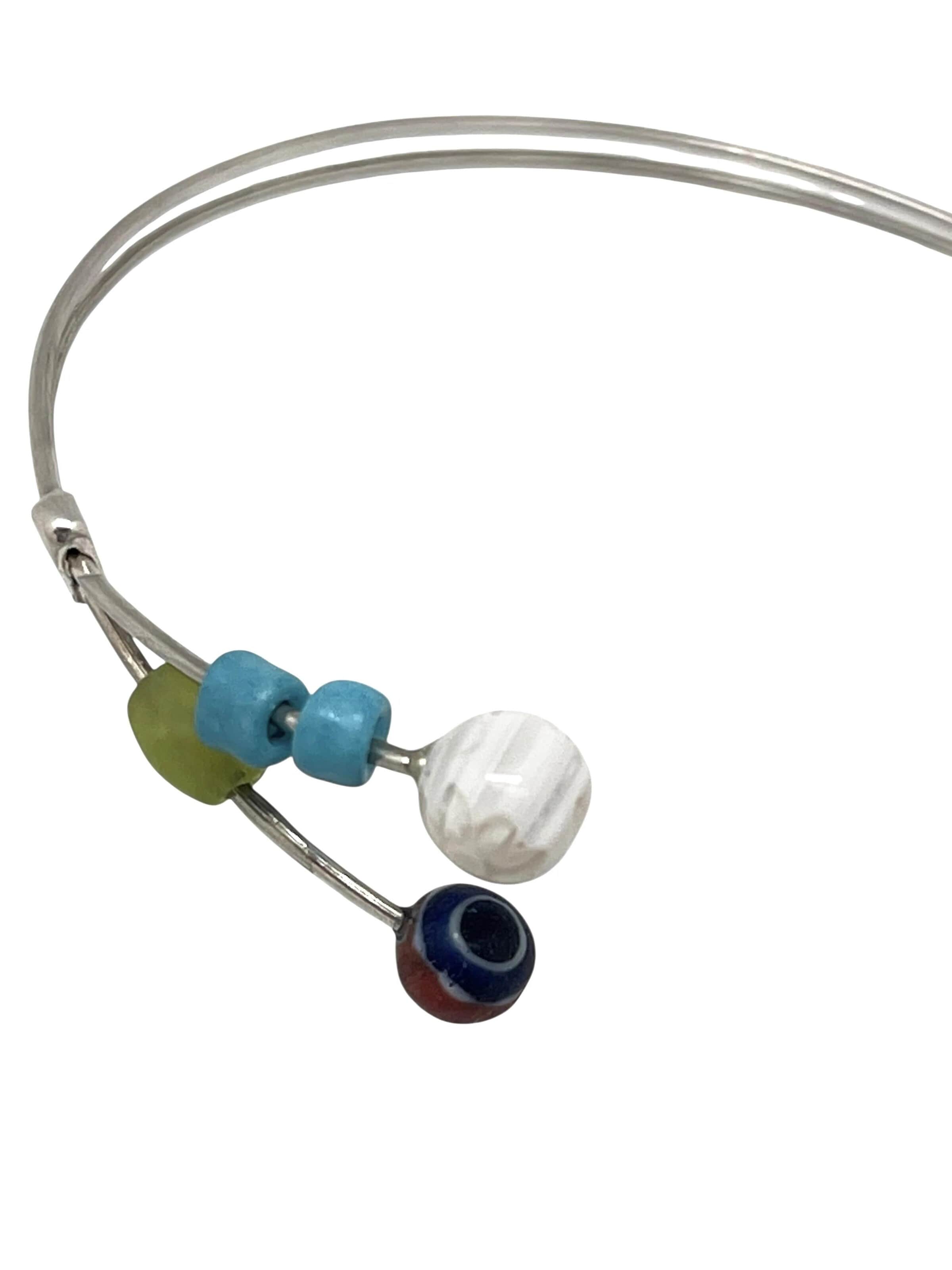Plata Única - Pulsera 'Multicolored bracelet, sterling silver thread, adjustable, unique, crystal.' en Mezcla de colores