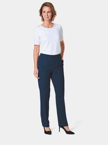 Goldner Regular Pleated Pants 'Martha' in Blue