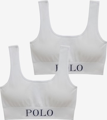 Polo Ralph Lauren Bralette Bra ' Ribbed Seamless ' in White: front