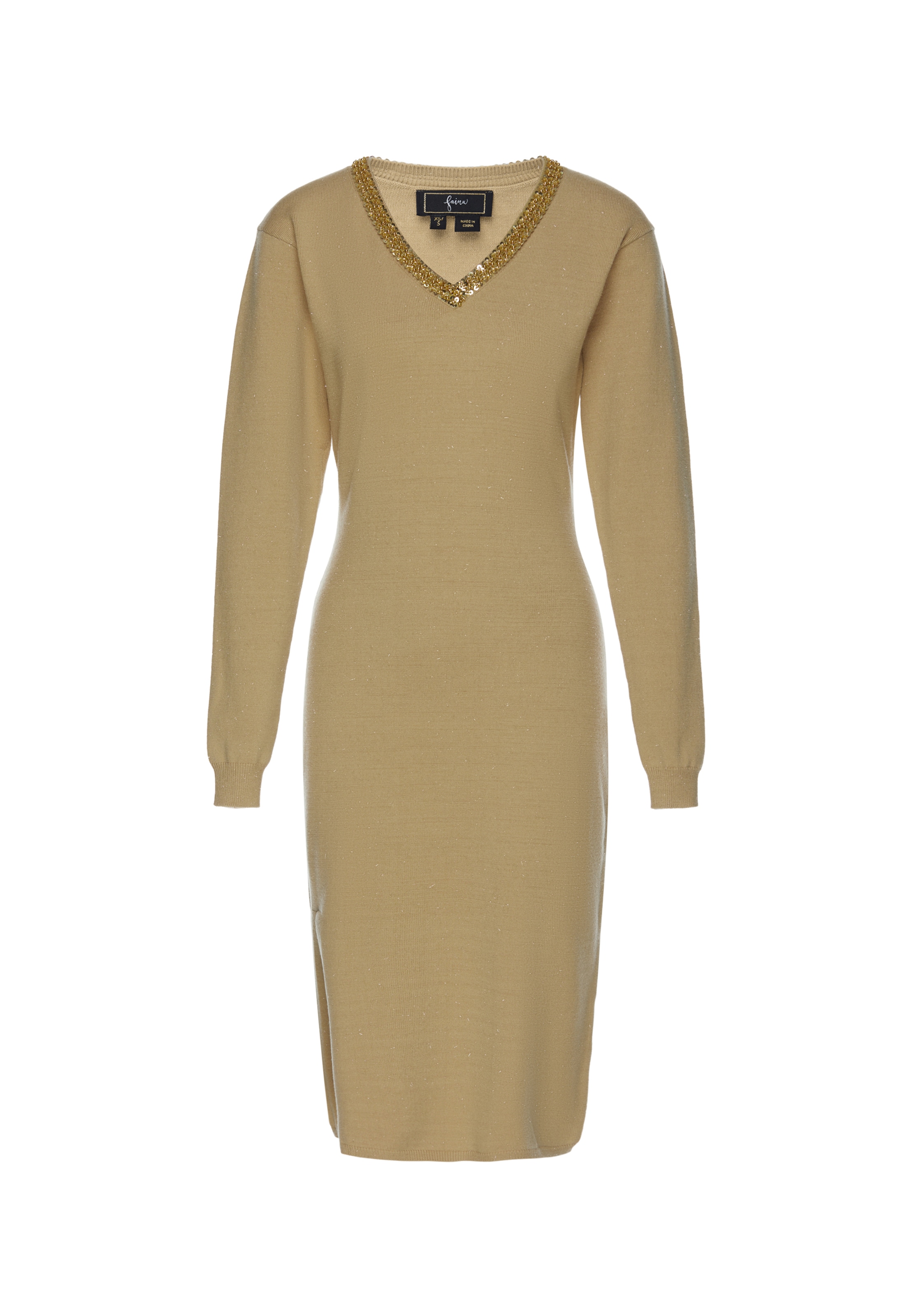 faina - Vestido en beige: frente