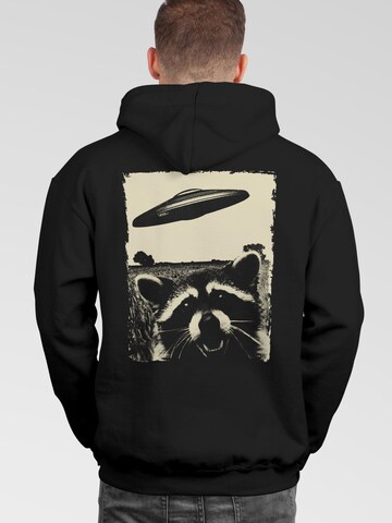 Neverless Sweatshirt 'Ufo Waschbär' in Black