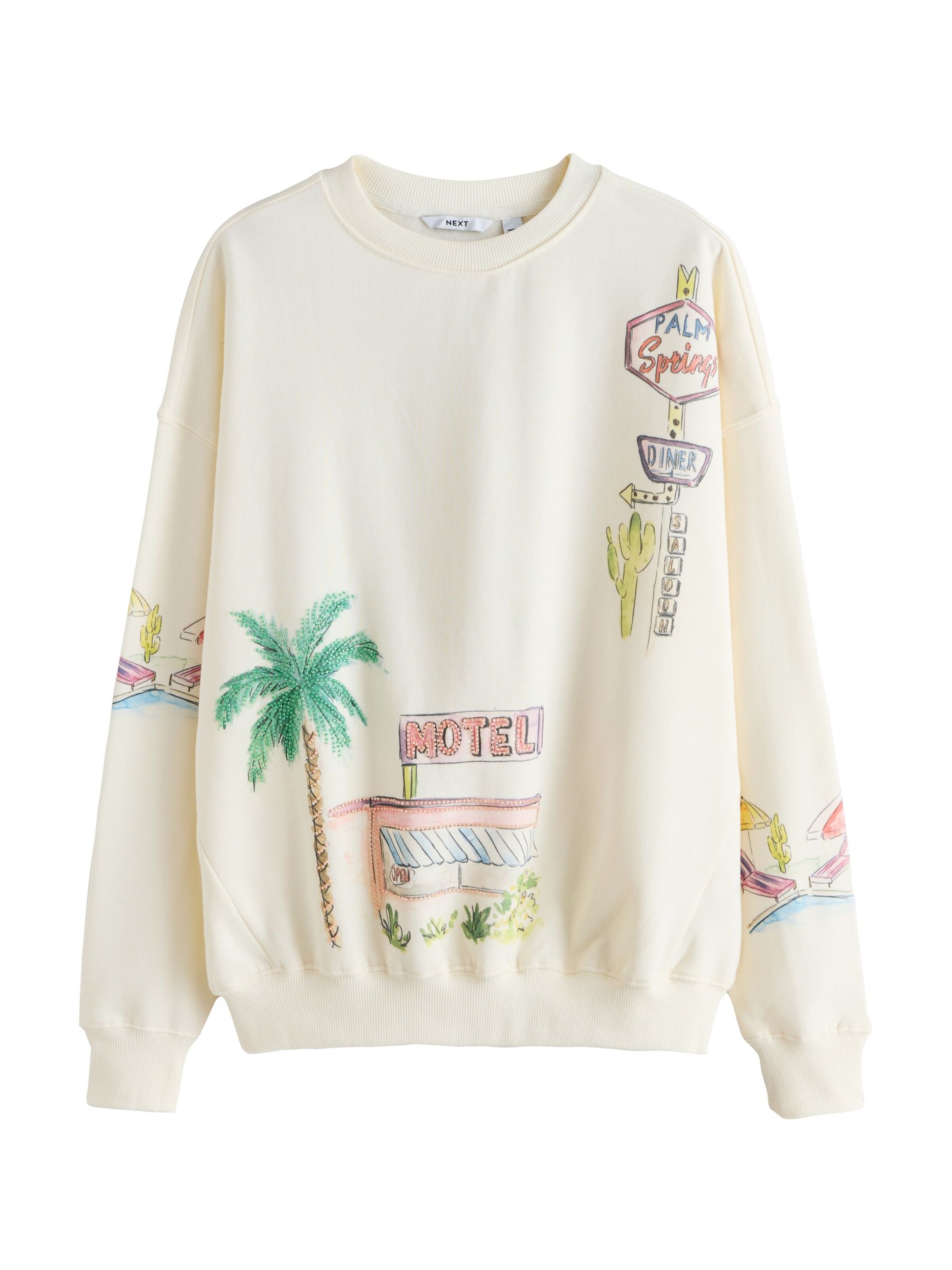 Next Sweatshirt 'Summer Motel' in Beige: voorkant