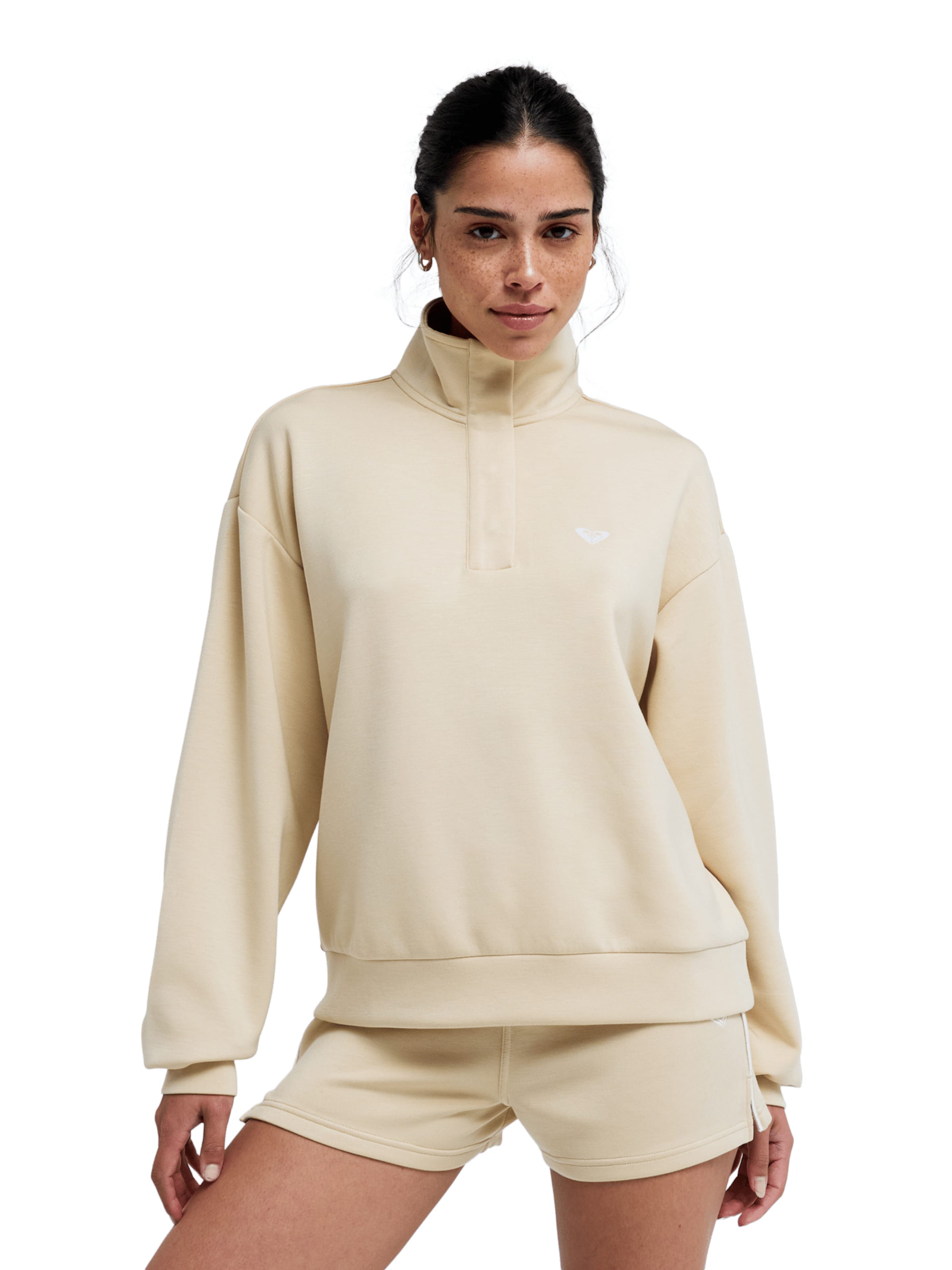 ROXY Sweatshirt 'Rise & Vibe Sweet' in Beige: front
