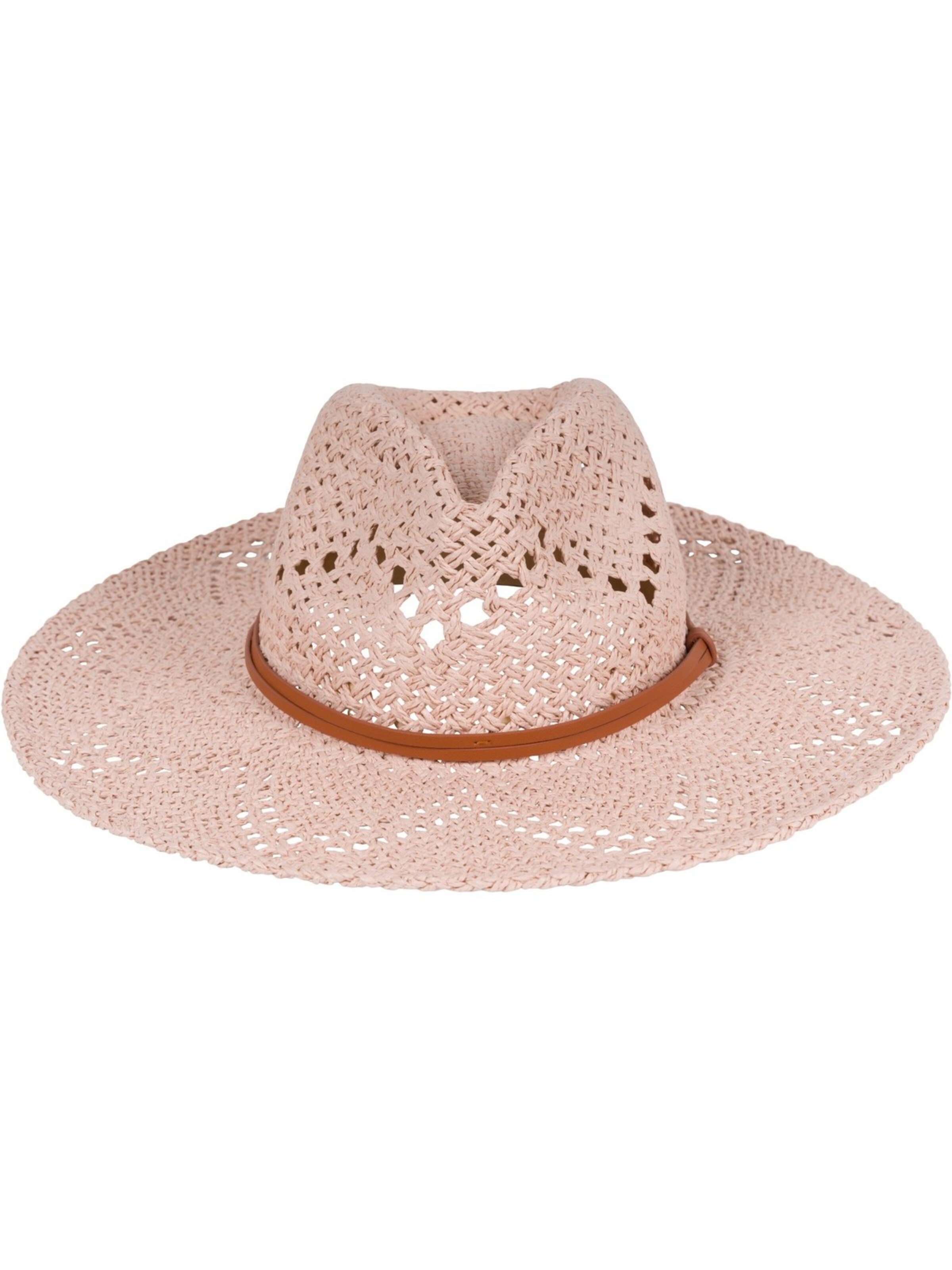 styleBREAKER Hut 'Panama Strohhut mit Stoff Zierband'‌‌‌‌‌‌‌‌‌ in Pink