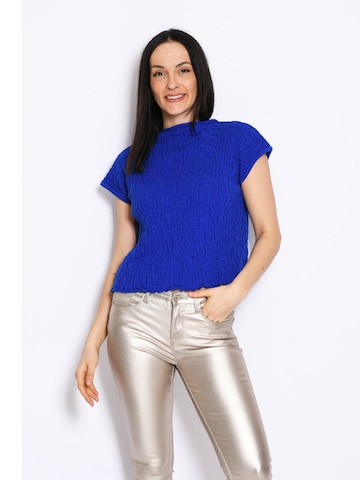 Süel knitwear - Top de punto 'Wrinkled Texture' en azul: frente