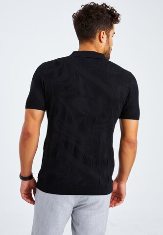 Leif Nelson T-Shirt Feinstrick Polo in Schwarz