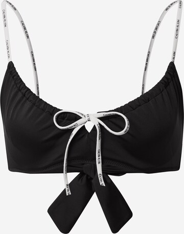 Calvin Klein Swimwear Regular Bikini Top in Black: front