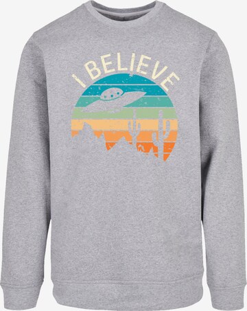 F4NT4STIC Sweatshirt 'I Believe UFO Alien Sonnenuntergang' in Grey: front