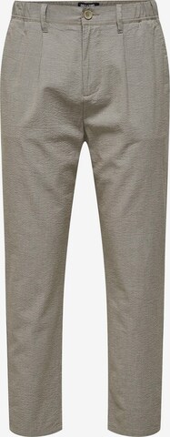 Only & Sons Slim fit Pleat-Front Pants 'Dew' in Grey: front