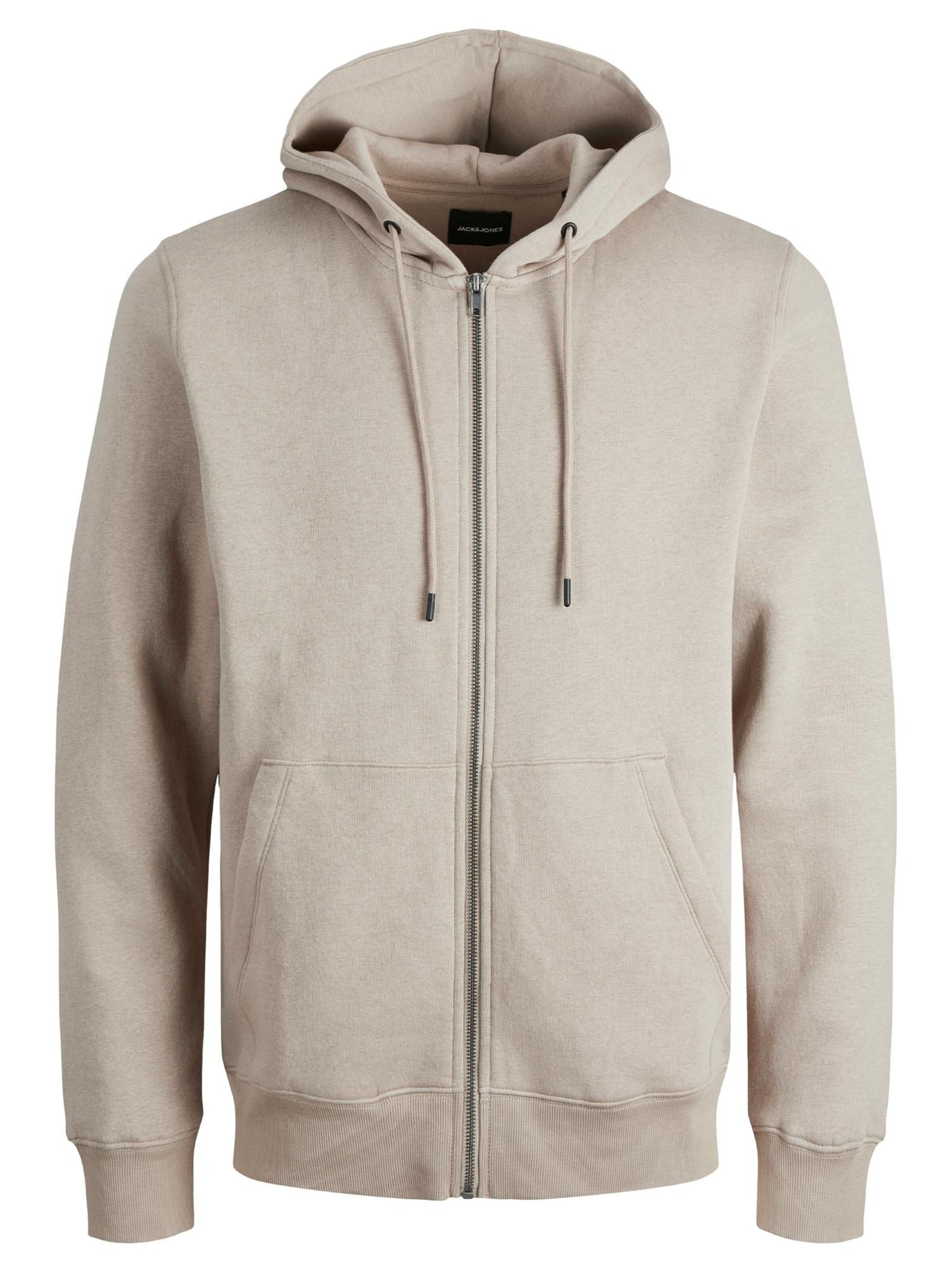 JACK & JONES Sweatjacke 'Bradley'‌‌‌‌‌‌‌‌ in Beige: Vorderseite