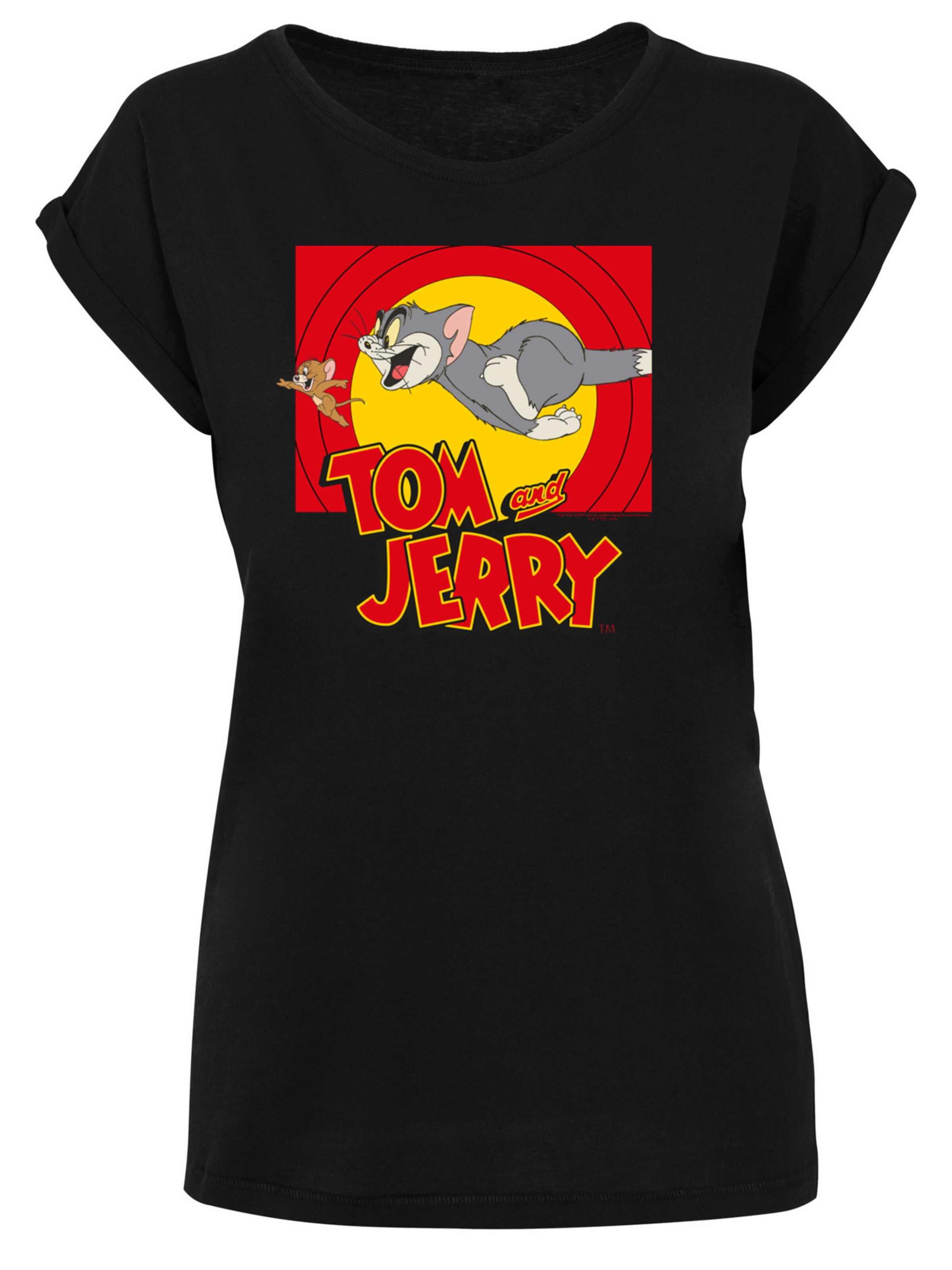 F4NT4STIC Shirt 'Tom And Jerry Chase Scene and Tom and Jerry' in Schwarz: Vorderseite
