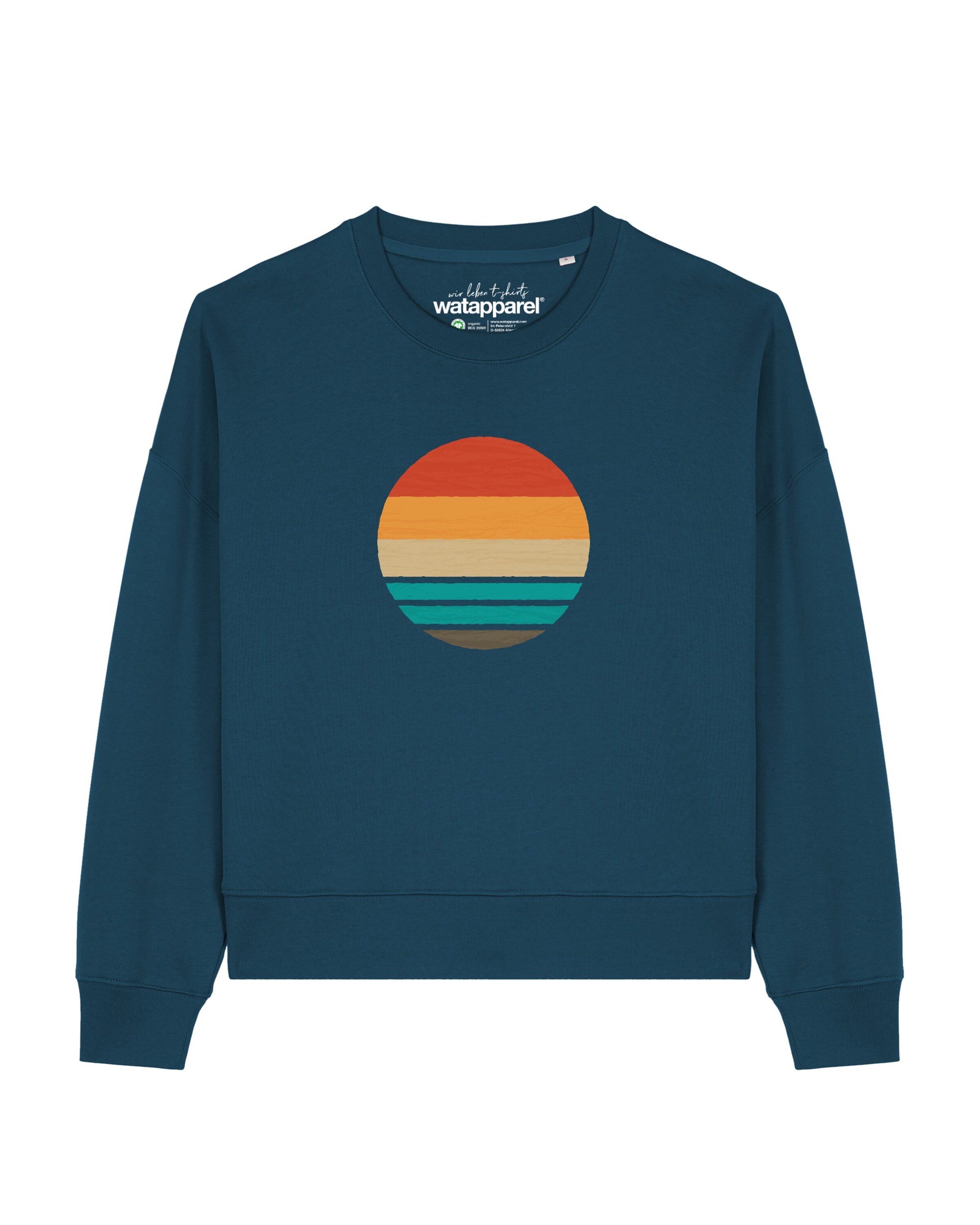 Sweat-shirt 'Retro Sunset Ocean' Watapparel en vert : devant
