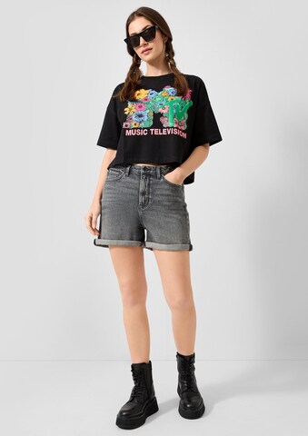 QS T-Shirt in Schwarz