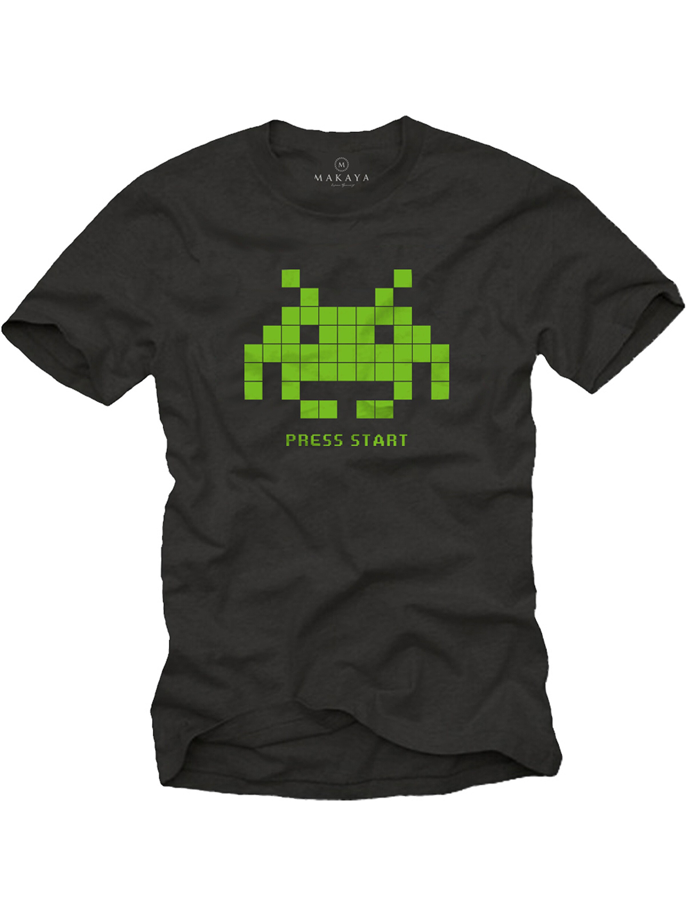 MAKAYA Shirt 'Press Start Invader' in Black: front
