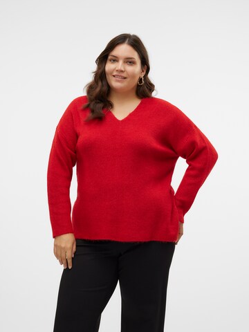 Pull-over 'VMLefile' Vero Moda Curve en rouge : devant