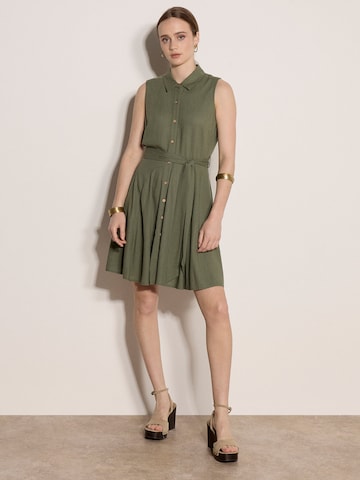 Apricot Linen Blend Shirt Mini Dress ' ' in Grün