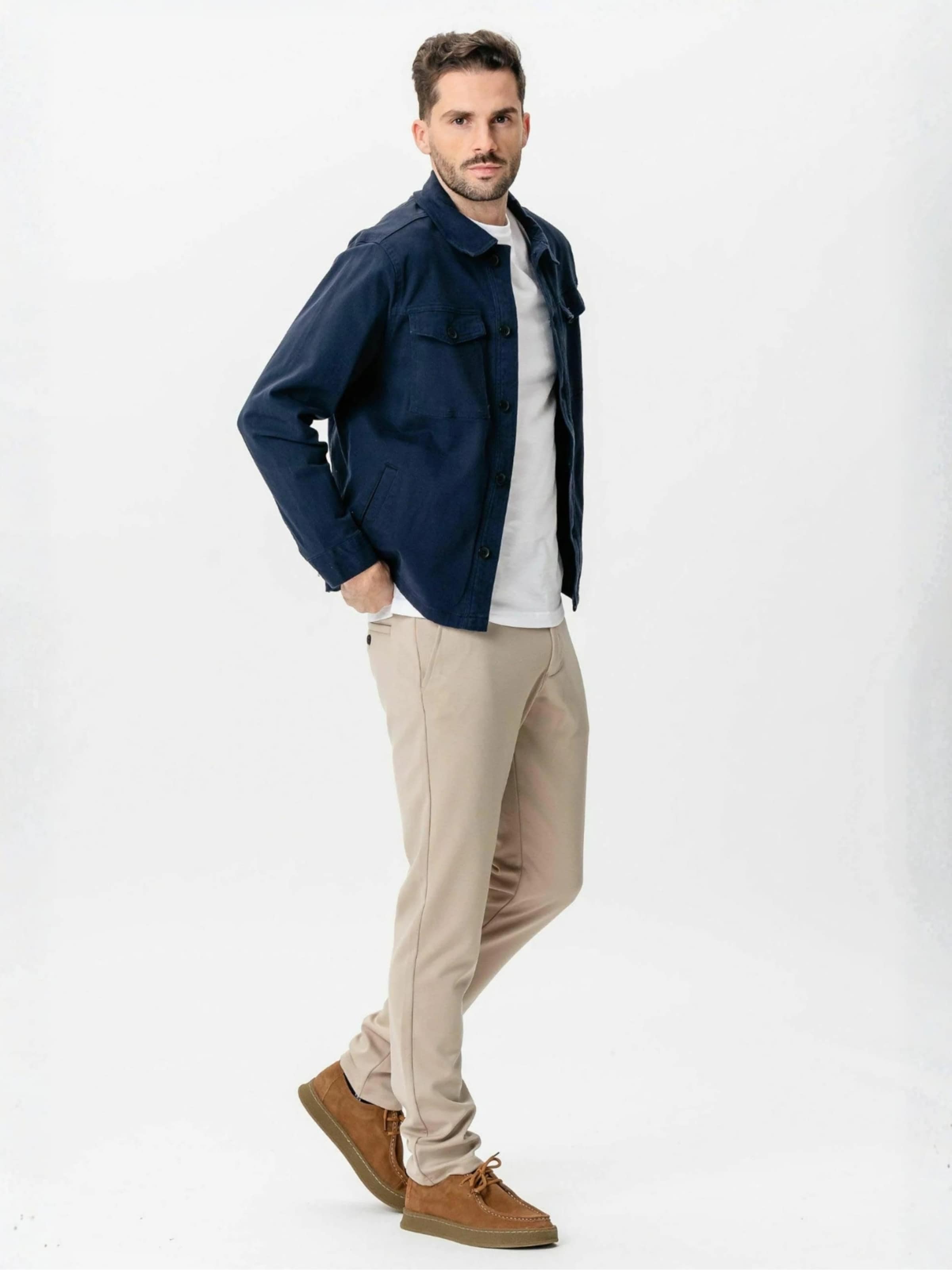 TEESHOPPEN Regular fit Button Up Shirt ' Twill Overshirt ' in Blue