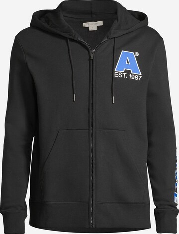 AÉROPOSTALE Zip-Up Hoodie 'HERITAGE' in Black: front