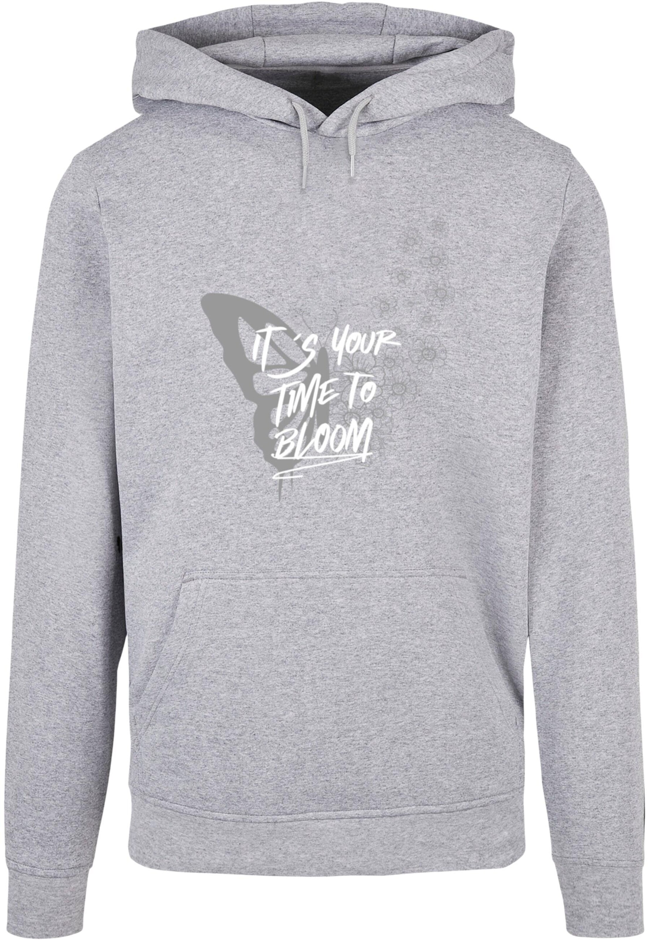 Merchcode Sweatshirt 'It´s Your Time To Bloom' in Grau: Vorderseite