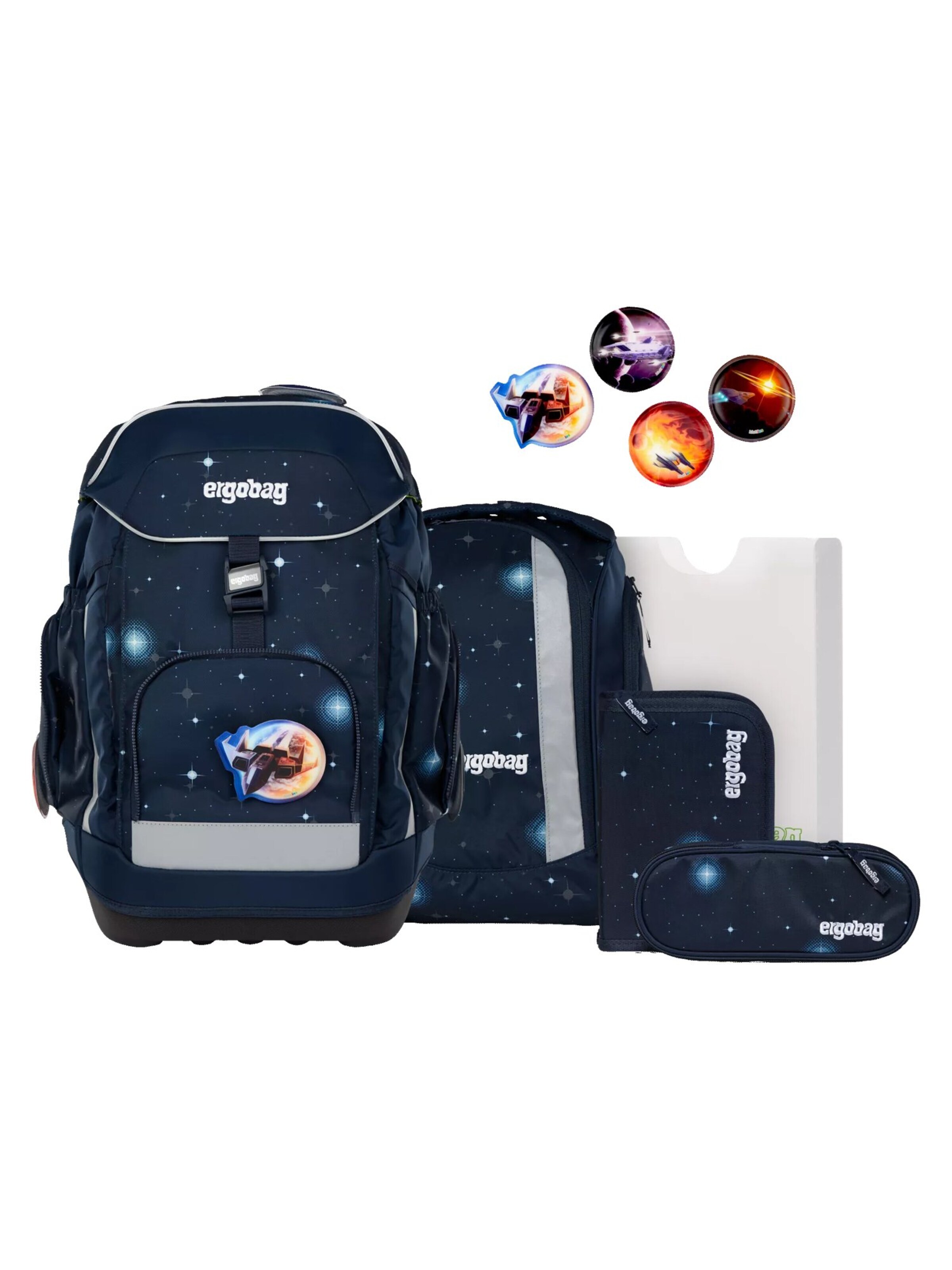 ergobag Backpack 'Schulranzen-Set maxi Set' in Blue: front