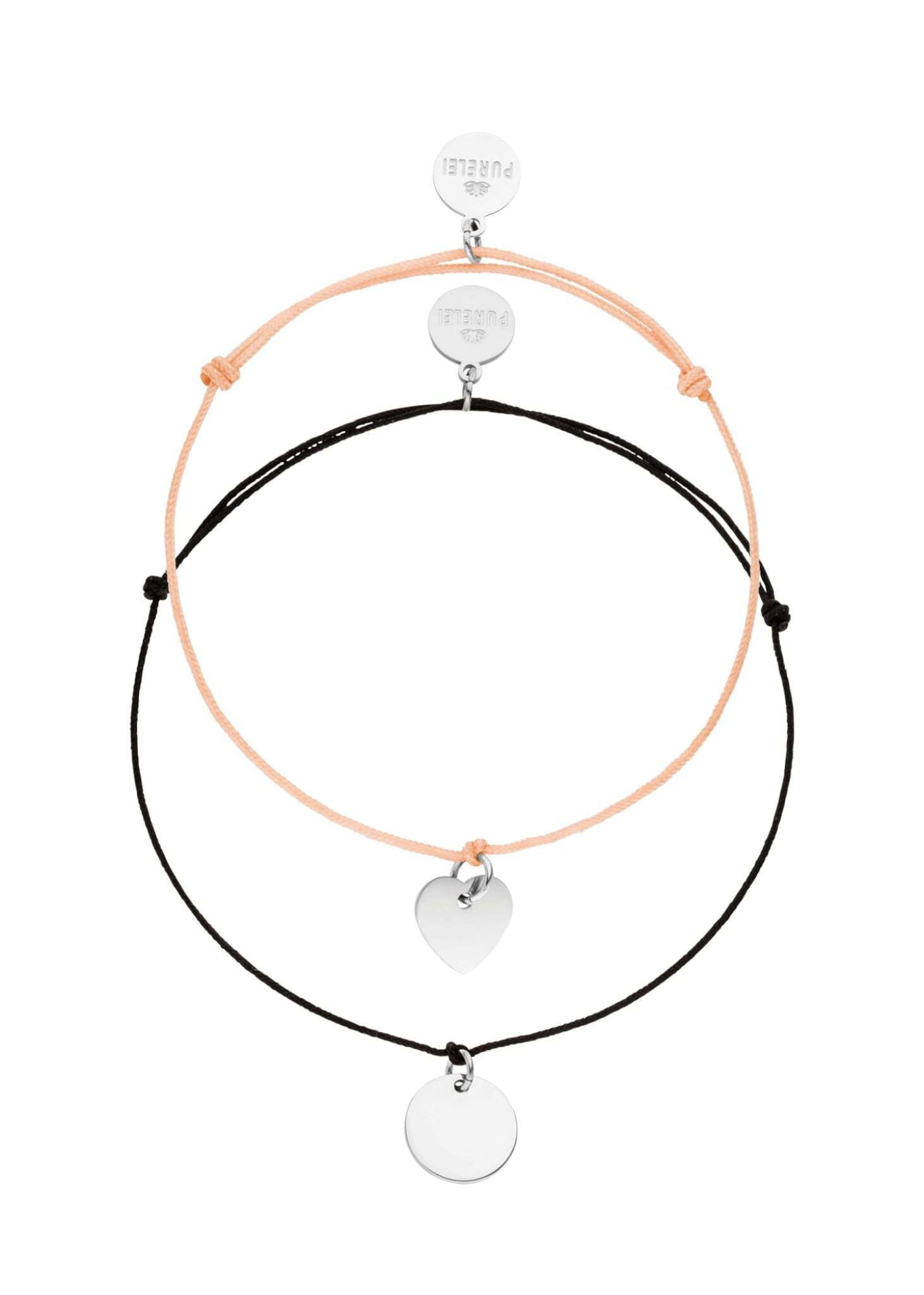 PURELEI Armband 'Fate' in altrosa / schwarz / silber, Produktansicht