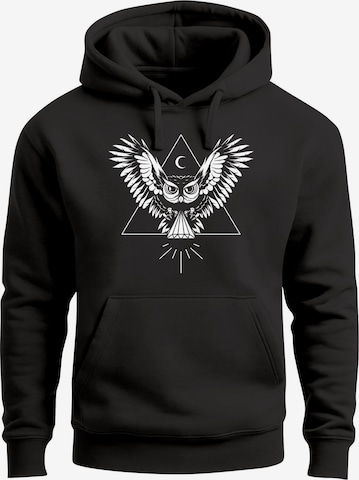 Neverless Sweatshirt 'Eule' in Schwarz: Vorderseite