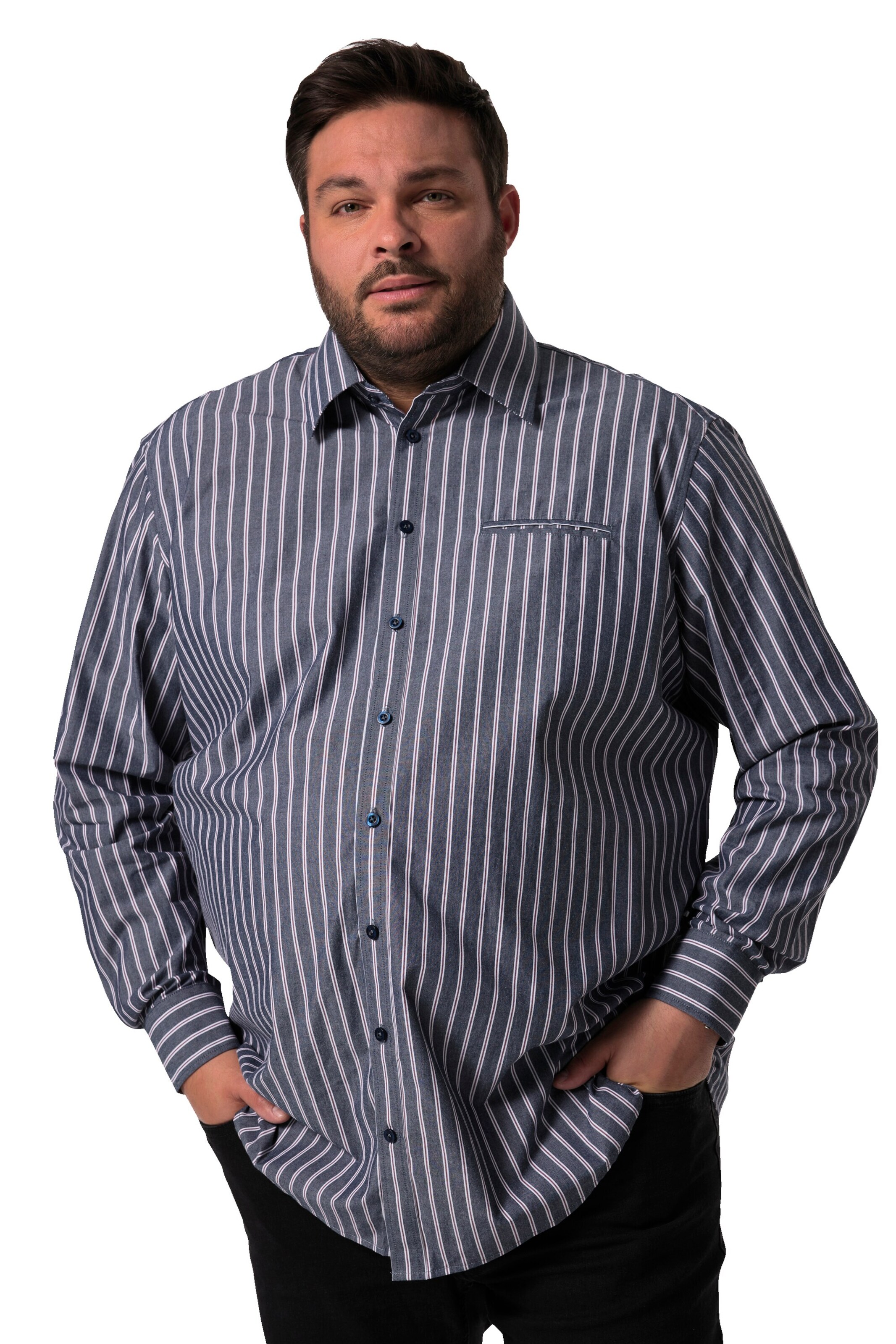 Men Plus Regular fit Overhemd in Blauw: voorkant