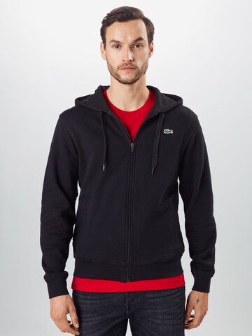 LACOSTE Regular fit Zip-Up Hoodie in Black: front