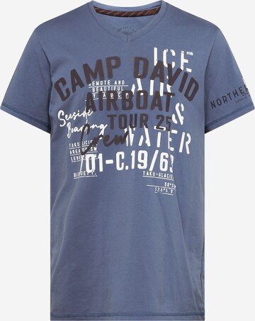 Tricou 'Alaska Ice Tour' de la CAMP DAVID pe albastru: față