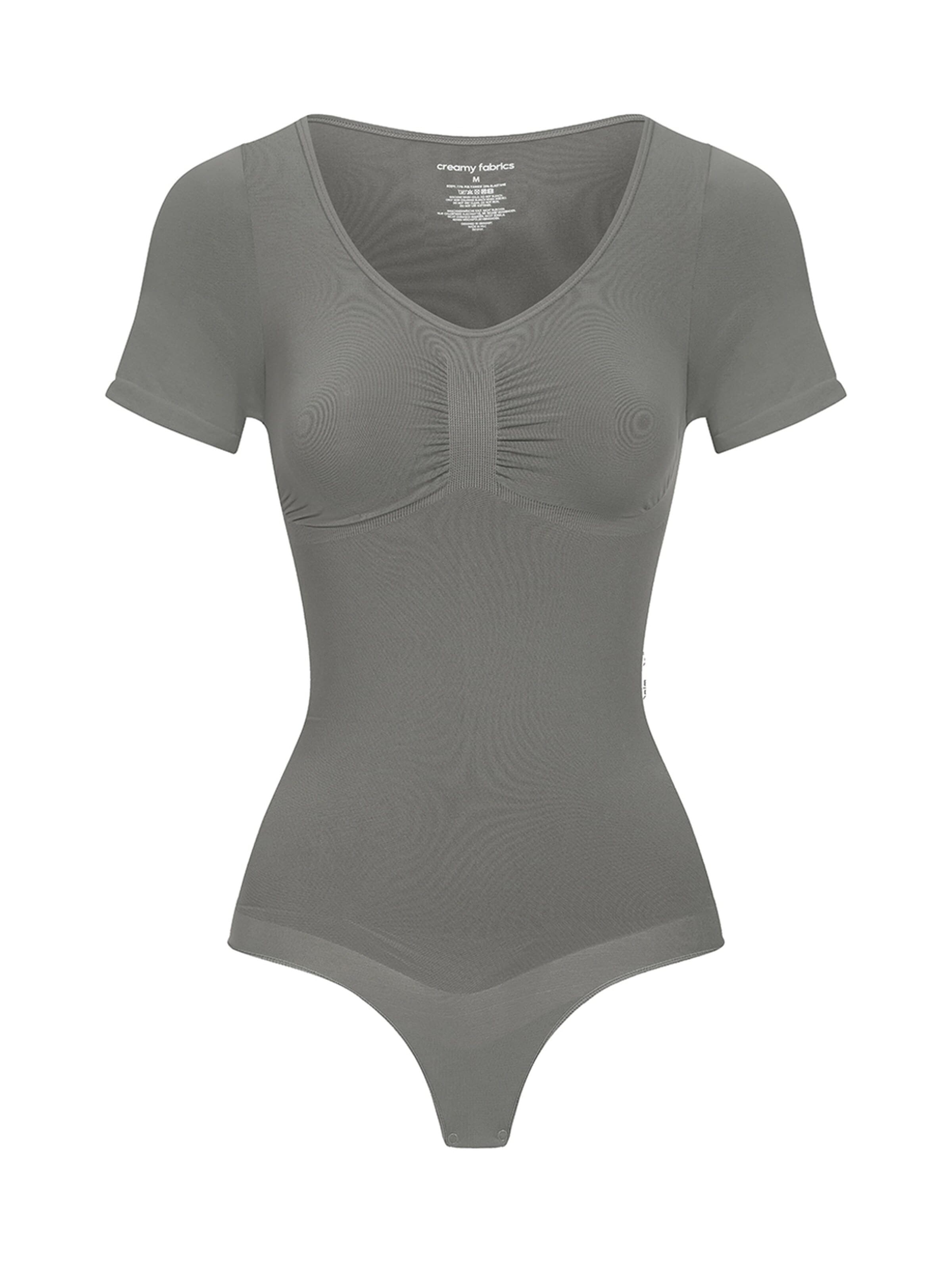 cfab - Body moldeador 'T-Shirt Bodysuit Sculpting Shapewear mit String' en gris: frente