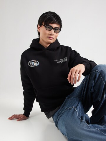 ALPHA INDUSTRIES Sweatshirt 'World' in Black