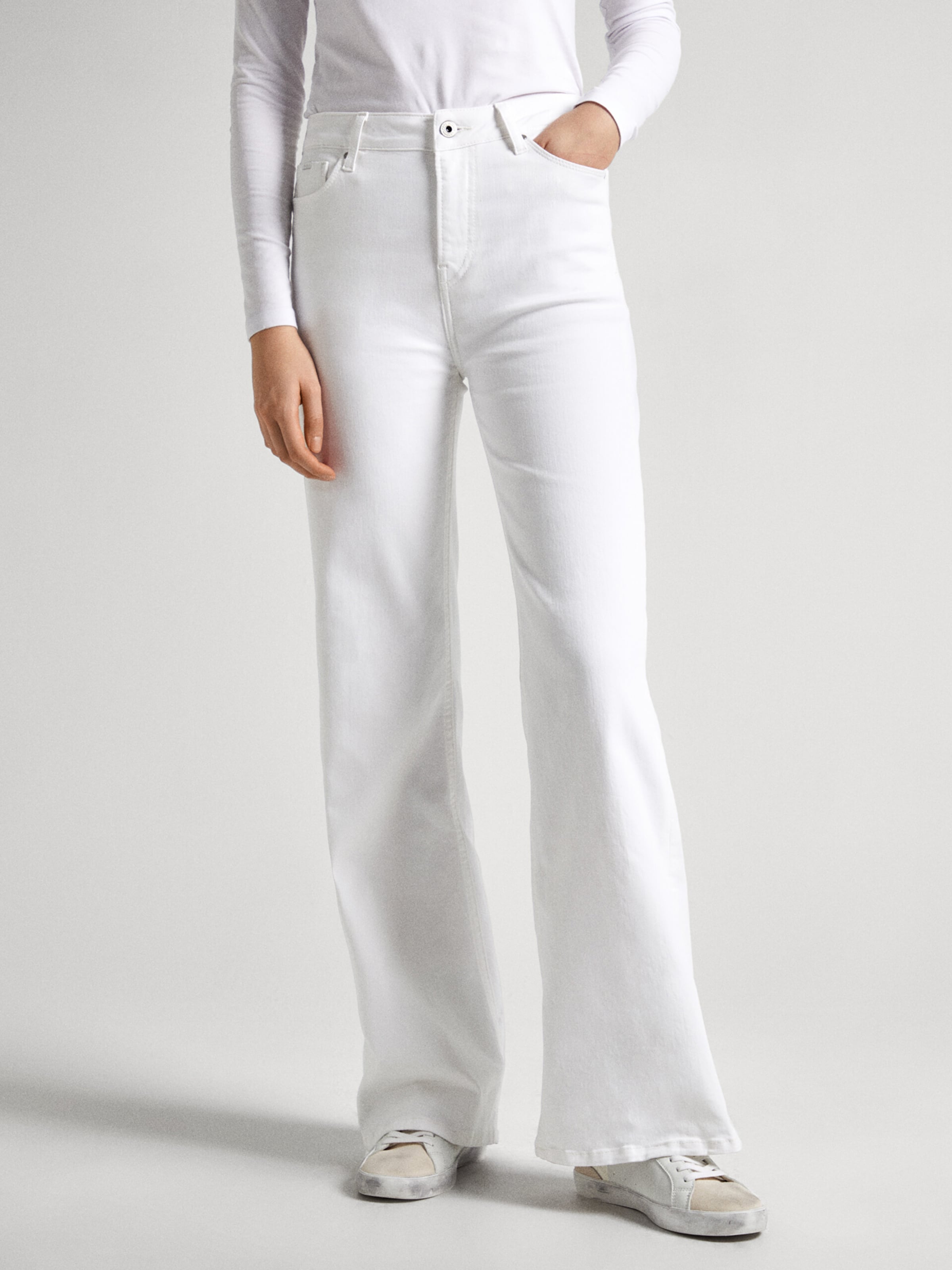 Pantalon vaquero blanco fashion campana