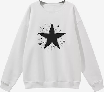 Felpa 'Women's Pullover with Star Print, Loose Fleece Pullover for Autumn/Winter' di GORHEY in bianco: frontale