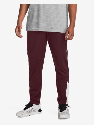 UNDER ARMOUR Tapered Sportbroek 'Tricot Fashion' in Rood: voorkant