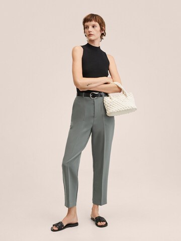MANGO Regular Trousers with creases 'Gorito' in Green