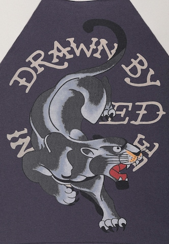 Ed Hardy Shirt 'Drawn Panther Ringer' in Blue