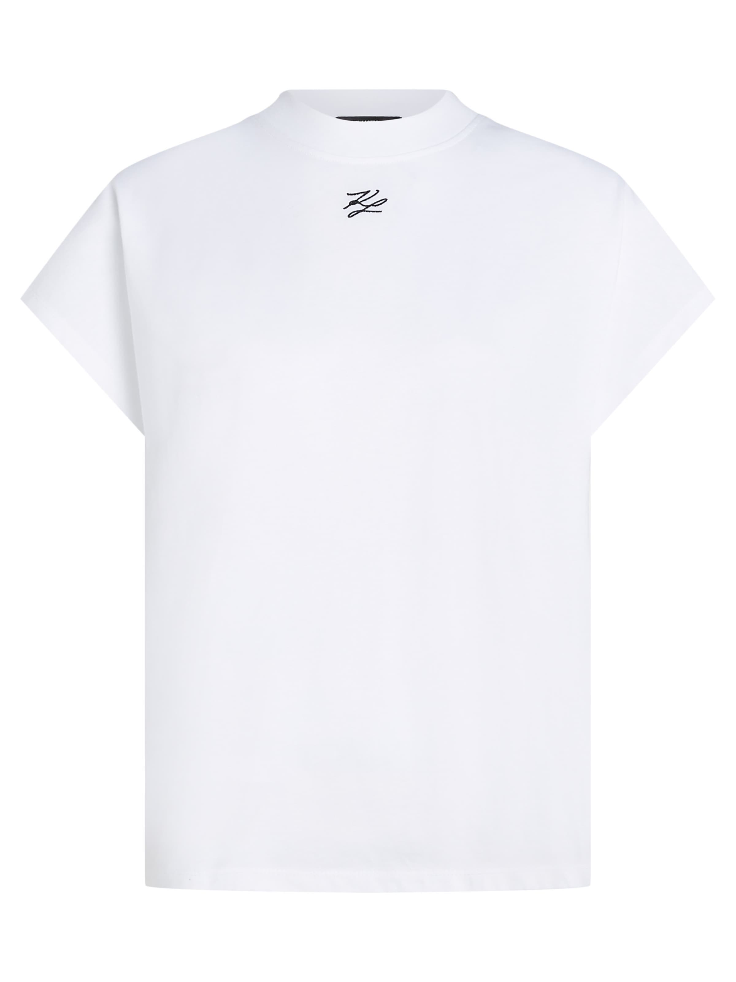 balts Karl Lagerfeld T-Krekls: no priekšpuses