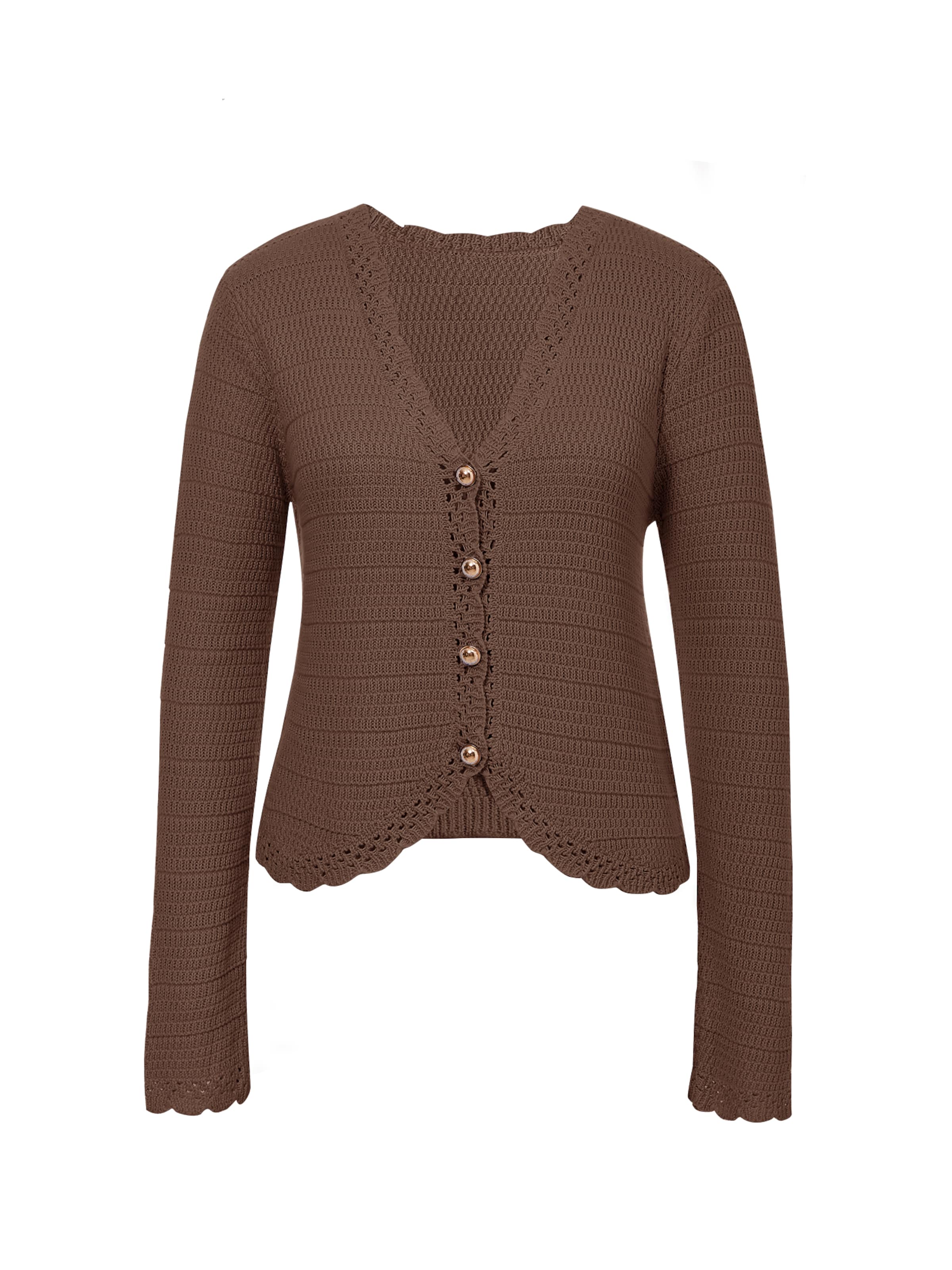 Geacă tricotată de la Imily Bela pe maro: față