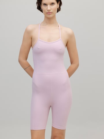 Hey Honey Sportbody 'Jumpsuit Ribbed Dawn Pink' in Roze