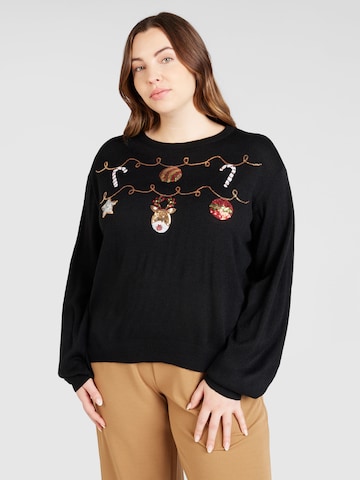 Vero Moda Curve Trui 'GARLAND' in Zwart: voorkant