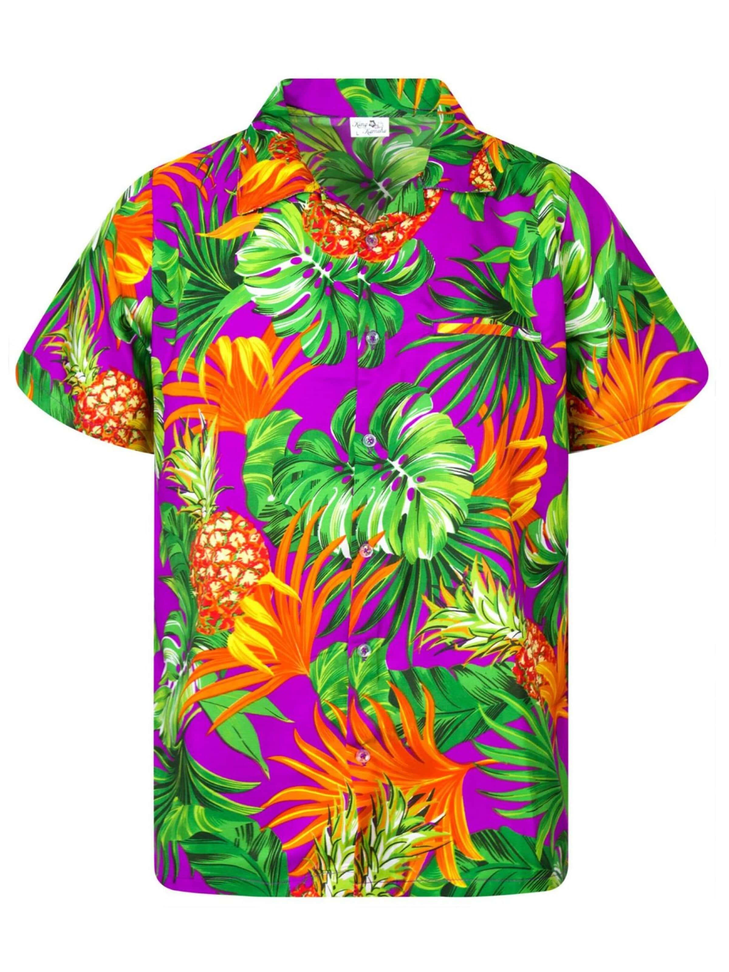 Maglietta 'Pineapple Leaves' di King Kameha in lilla: frontale