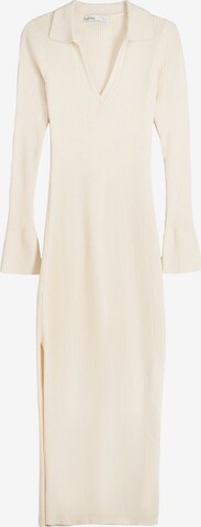 Bershka Gebreide jurk in Beige: voorkant