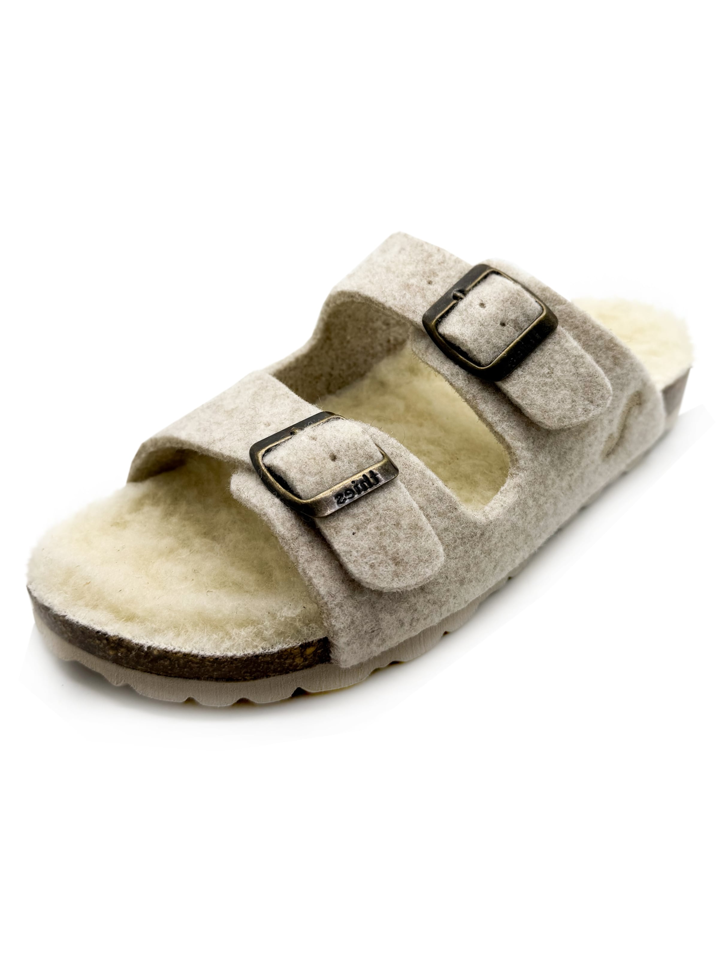 thies Mules 'thies 1856 ® Recycled Wool Sandal' in Beige: front