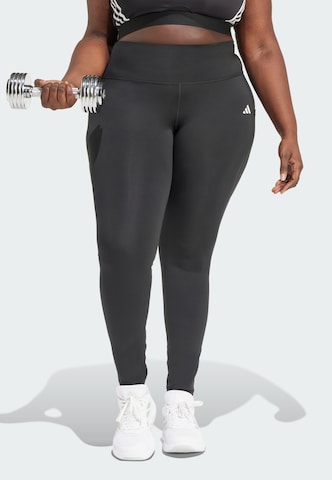 ADIDAS PERFORMANCE Skinny Sportbroek 'Optime Essentials' in Zwart: voorkant